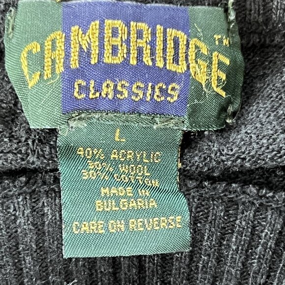 VTG Cambridge Classics Mens L Sweater Gray Mock Neck Wool Blend Ribbed Pullover - Picture 2 of 7